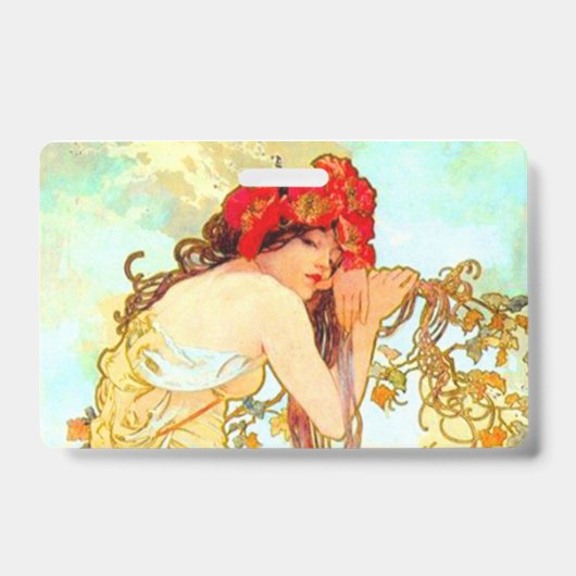 Alphonse Mucha Art Summer Badge (Voorzijde)