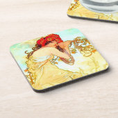 Alphonse Mucha Art Summer Bier Onderzetter (Linkerzijde)