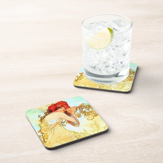 Alphonse Mucha Art Summer Bier Onderzetter (Rechterzijde)