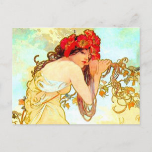 Alphonse Mucha Art Summer Briefkaart