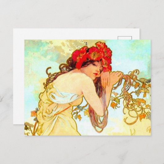 Alphonse Mucha Art Summer Briefkaart (Voorkant / Achterkant)