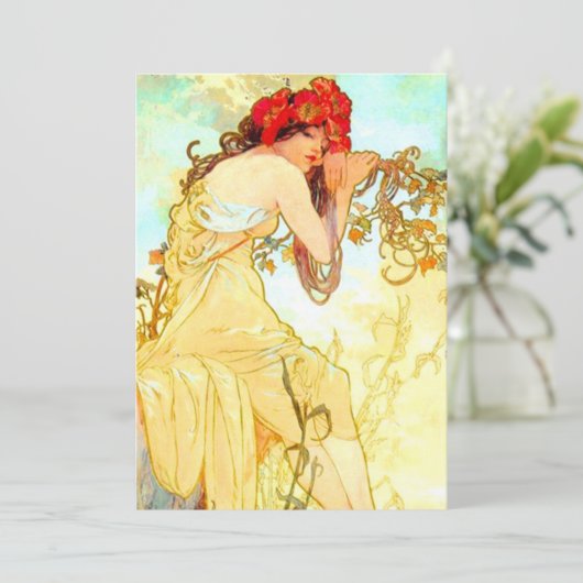 Alphonse Mucha Art Summer Kaart (Staand voorkant)