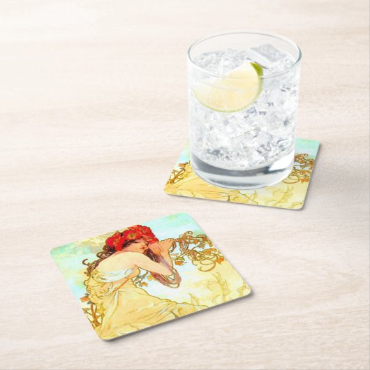 Alphonse Mucha Art Summer Kartonnen Onderzetters (Insitu)