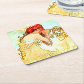 Alphonse Mucha Art Summer Kartonnen Onderzetters (Schuin)