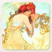Alphonse Mucha Art Summer Kartonnen Onderzetters (Voorkant)