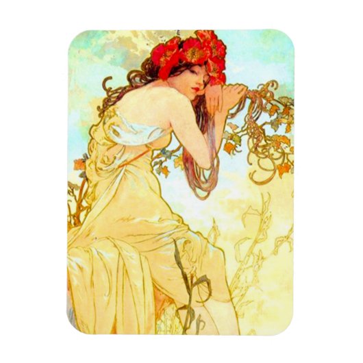 Alphonse Mucha Art Summer Magneet (Verticaal)