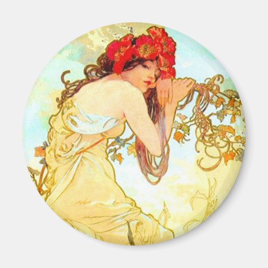 Alphonse Mucha Art Summer Magneet (Voorkant)