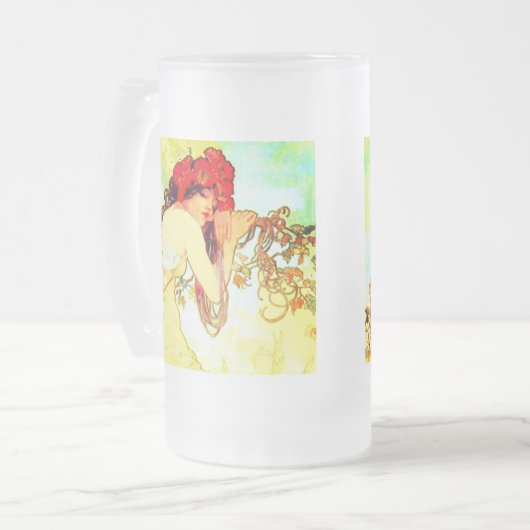 Alphonse Mucha Art Summer Matglas Bierpul (Voorkant links)