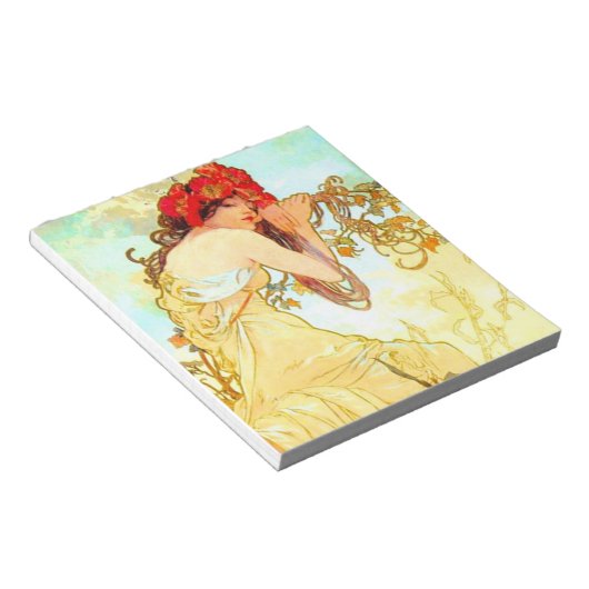 Alphonse Mucha Art Summer Notitieblok (Schuin)