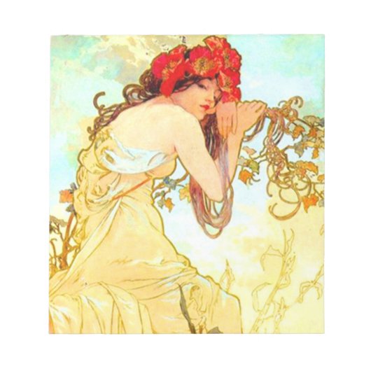 Alphonse Mucha Art Summer Notitieblok (Voorkant)