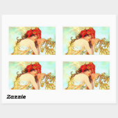 Alphonse Mucha Art Summer Rechthoekige Sticker (Vel)