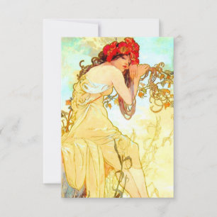 Alphonse Mucha Art Summer RSVP Kaartje