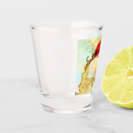 Alphonse Mucha Art Summer Shot Glas (Links)
