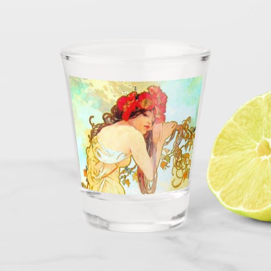 Alphonse Mucha Art Summer Shot Glas (Voorkant)