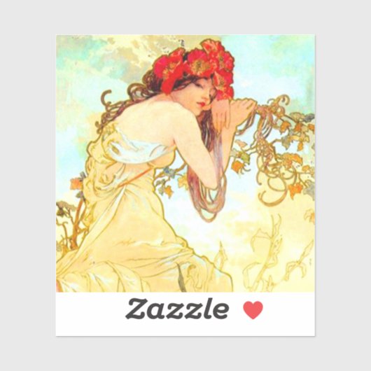 Alphonse Mucha Art Summer Sticker (Vel)