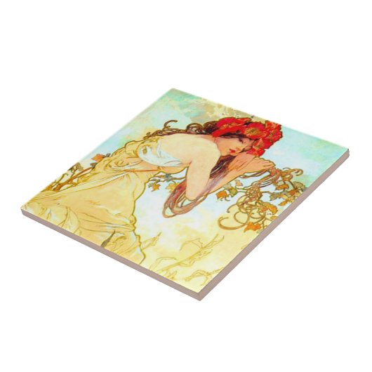 Alphonse Mucha Art Summer Tegeltje (Zijkant)
