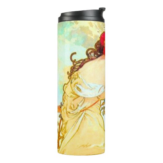 Alphonse Mucha Art Summer Thermosbeker (Gedraaid links)
