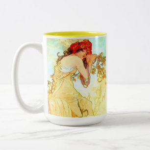 Alphonse Mucha Art Summer Tweekleurige Koffiemok