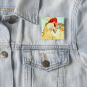 Alphonse Mucha Art Summer Vierkante Button 5,1 Cm (In situ)