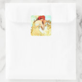 Alphonse Mucha Art Summer Vierkante Sticker (Tas)