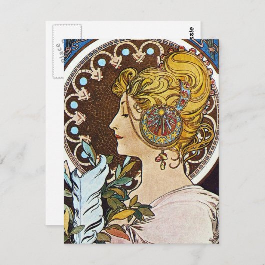 Alphonse Mucha Artwork Briefkaart (Voorkant / Achterkant)