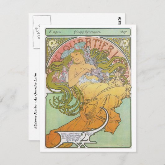 Alphonse Mucha - Au Quartier Latijns Briefkaart (Voorkant / Achterkant)