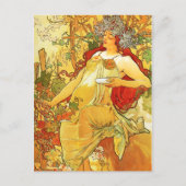 Alphonse Mucha Autumn Briefkaart (Voorkant)