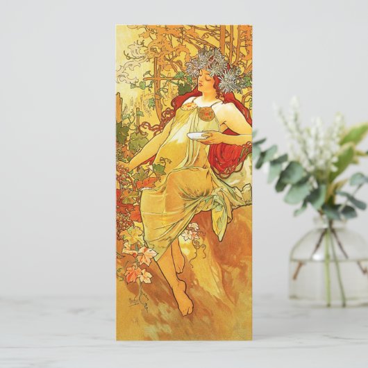 Alphonse Mucha Autumn Invitations Kaart (Staand voorkant)