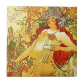 Alphonse Mucha Autumn Tile Tegeltje (Voorkant)