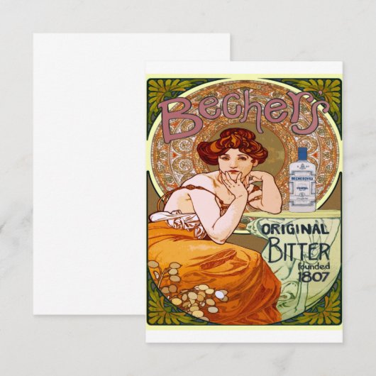 Alphonse Mucha Bechers Woman Art Nouveau Save The Date (Voorkant / Achterkant)
