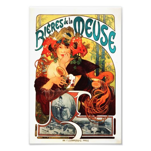 Alphonse Mucha Beer van de Muse Print Foto Afdruk (Voorkant)