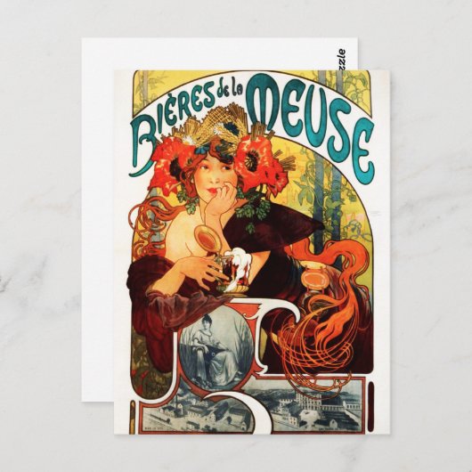 Alphonse Mucha Beer van het Muse Briefkaart (Voorkant / Achterkant)
