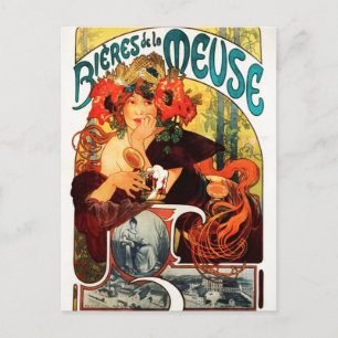Alphonse Mucha Beer van het Muse Briefkaart