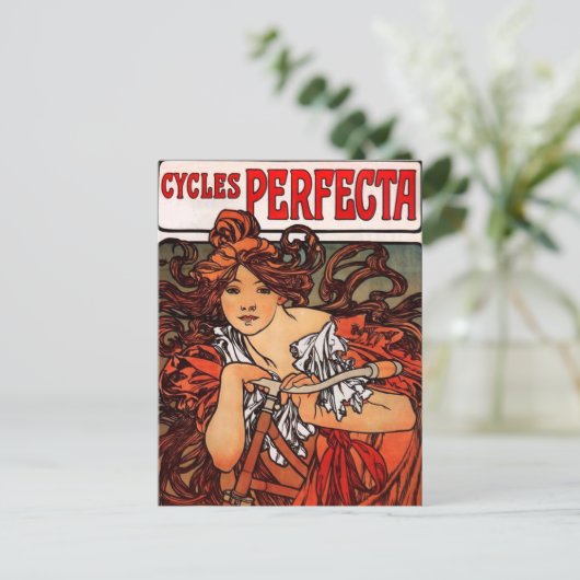 Alphonse Mucha  Bicycle Briefkaart (Staand voorkant)
