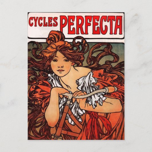 Alphonse Mucha  Bicycle Briefkaart (Voorkant)