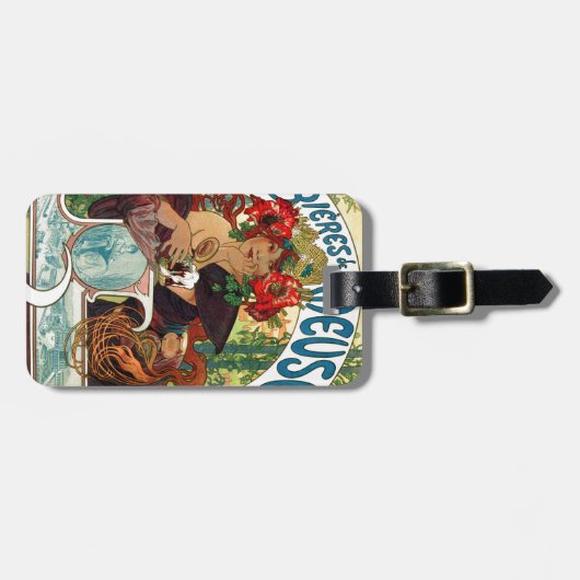 Alphonse Mucha Bieres De La Meuse Bagagelabel (Voorkant horizontaal)