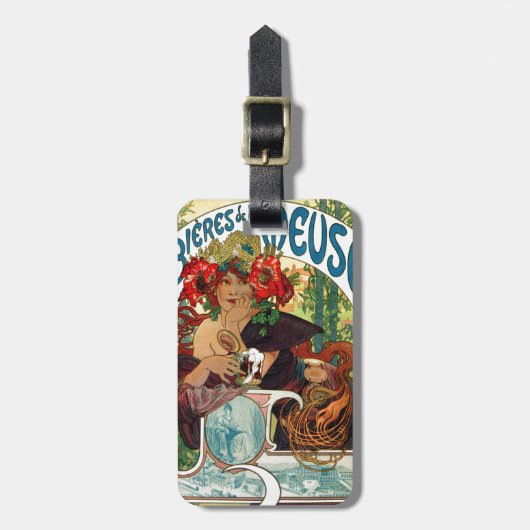 Alphonse Mucha Bieres De La Meuse Bagagelabel (Voorkant verticaal)