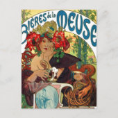 Alphonse Mucha Bieres de La Meuse Briefkaart (Voorkant)
