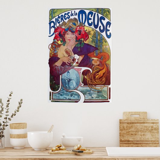 Alphonse Mucha. Bieres De La Meuse, c.1897 Poster (Keuken)