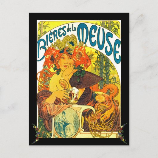 Alphonse Mucha Bieres de la Meuse gepersonaliseerd Briefkaart (Voorkant)