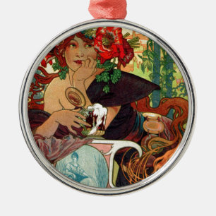 Alphonse Mucha Bieres de La Meuse Metalen Ornament