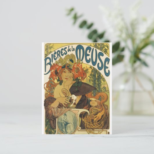 Alphonse Mucha - Bieres de la Muse Briefkaart (Staand voorkant)