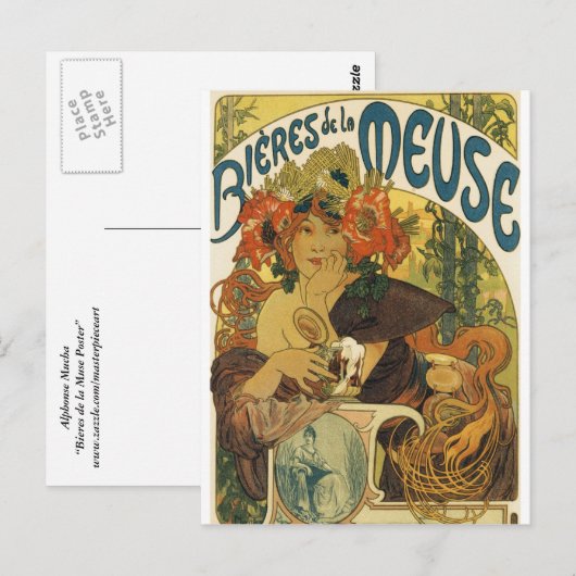 Alphonse Mucha - Bieres de la Muse Briefkaart (Voorkant / Achterkant)