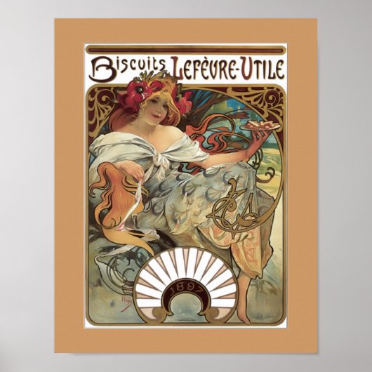 Alphonse Mucha Biscuits Cookies Vintage en Poster (Voorkant)