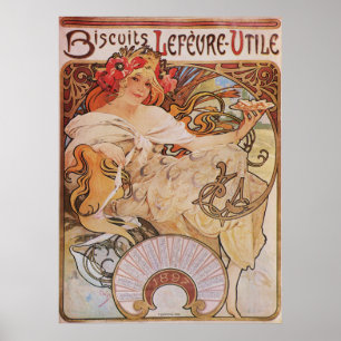 Alphonse Mucha. Biscuits Lefevre-Utile, 1896 Poster