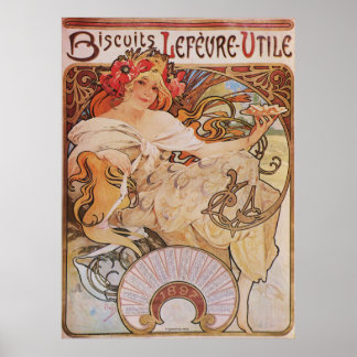 Alphonse Mucha. Biscuits Lefevre-Utile, 1896 Poster