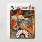 Alphonse Mucha Biscuits Lefevre Utile Briefkaart (Voorkant / Achterkant)