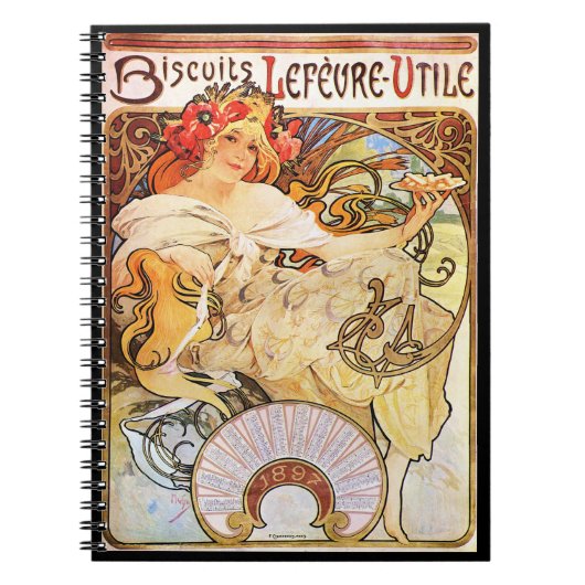 Alphonse Mucha Biscuits Lefevre-Utile Notitieboek (Voorkant)
