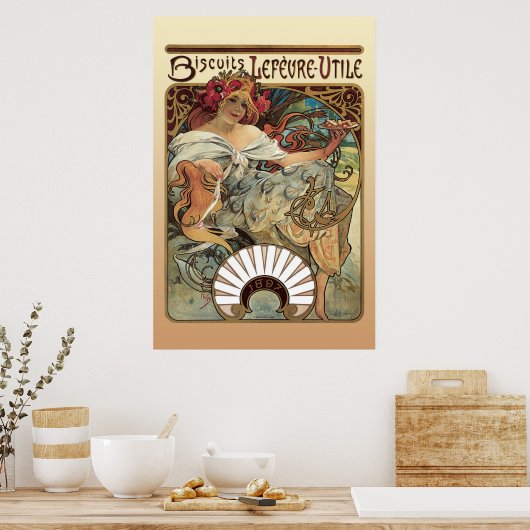 Alphonse Mucha Biscuits Lefevre Utile Poster (Keuken)