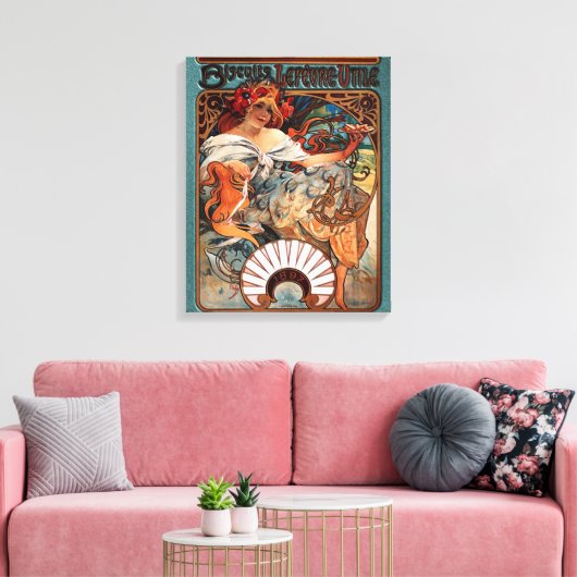 Alphonse Mucha Biscuits Lefevre-Utile Speckled van Canvas Afdruk (Insitu (Woonkamer))